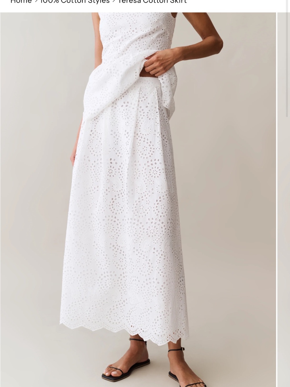 White Eyelet Peplum Maxi Skirt Set - Elegant Summer Ensemble - Picture 2 of 3